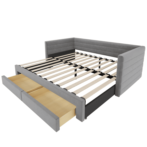 Sofá-cama 90x190 cm - Multifuncional, com arrumação, convertível em cama individualdupla - Cinza