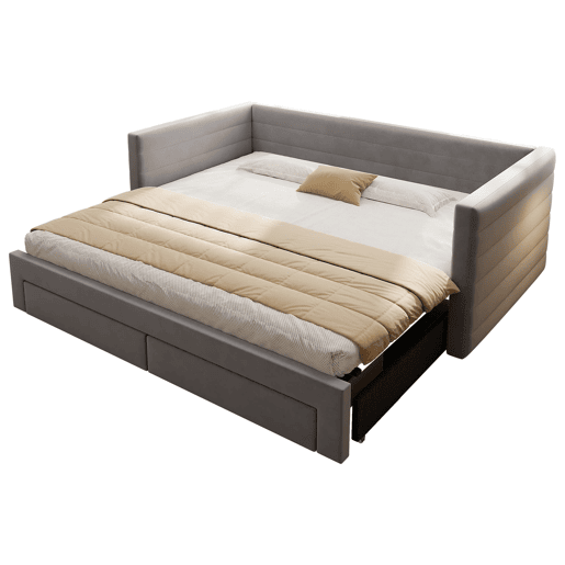Sofá-cama 90x190 cm - Multifuncional, com arrumação, convertível em cama individualdupla - Cinza
