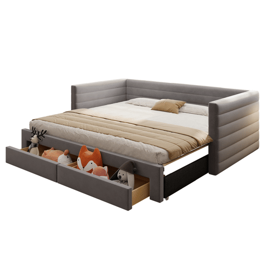 Sofá-cama 90x190 cm - Multifuncional, com arrumação, convertível em cama individualdupla - Cinza