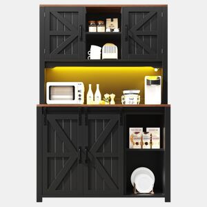 Aparador 120x40x180 cm - Aparador com portas de acrílico e LED - Preto