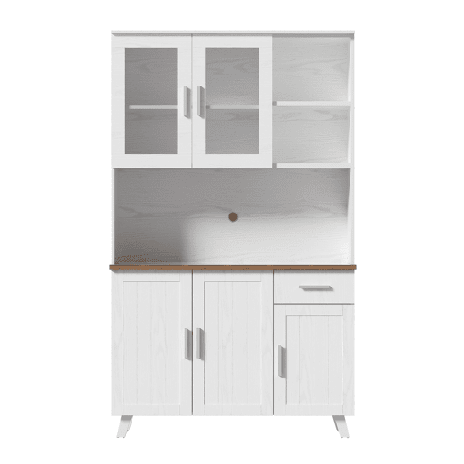 Aparador alto 114x40x190 cm - acabamento em madeira branca, móvel auxiliar para sala de estar e sala de jantar - branco