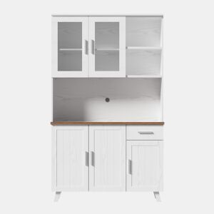 Aparador alto 114x40x190 cm - acabamento em madeira branca, móvel auxiliar para sala de estar e sala de jantar - branco