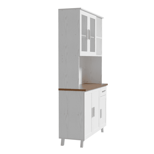Aparador alto 114x40x190 cm - acabamento em madeira branca, móvel auxiliar para sala de estar e sala de jantar - branco