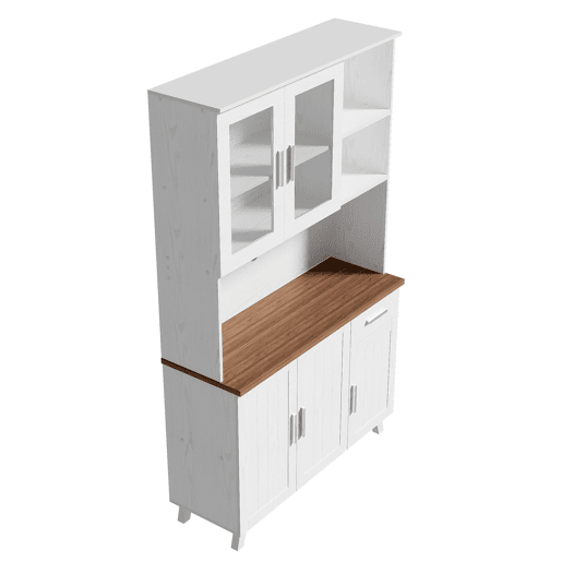 Aparador alto 114x40x190 cm - acabamento em madeira branca, móvel auxiliar para sala de estar e sala de jantar - branco