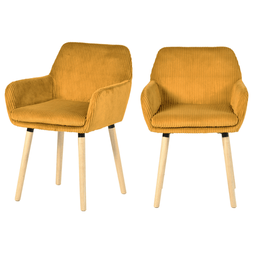 Cadeiras De Jantar Estofadas Conjunto De 2 Com Braços Tecido Tipo Veludo Cotelê Pés De Madeira Estilo Nórdico Moderno Para Sala De Jantar Cozinha Sala Estável Confortável Uso Diário