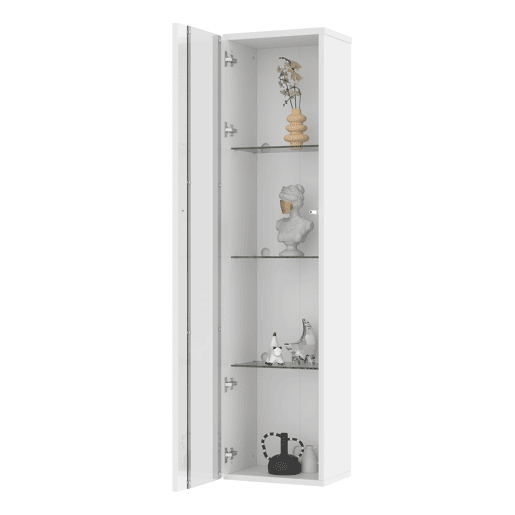 Vitrine multifuncional 40x29x170 cm - Luz LED RGB, painel acrílico, design simples - Branco