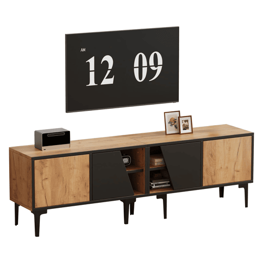 Móvel de TV 160x36,5x45 cm - 4 compartimentos, 7 pés, design minimalista - Natural