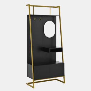 Móvel de entrada 78x38,5x180,5 cm - Guarda-roupa com espelho, cabides metálicos, banco e sapateira - Preto