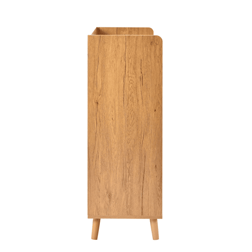 Sapateira com prateleiras ajustáveis - Organizador minimalista com pés em madeira maciça - 99x90x35 cm - Branco + Natural