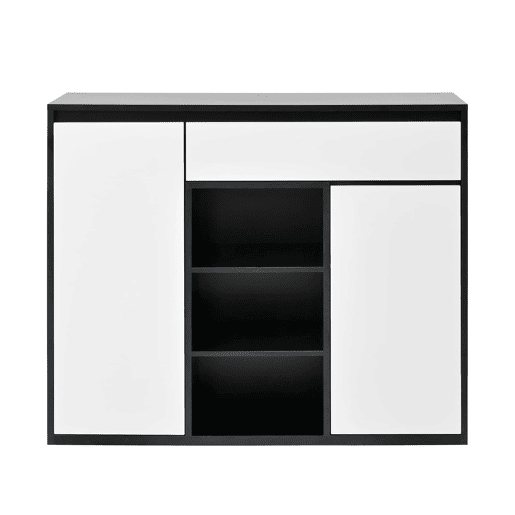 Sapateira 105x39,5x86 cm - 2 portas, 1 gaveta, prateleira ajustável - Preto e Branco