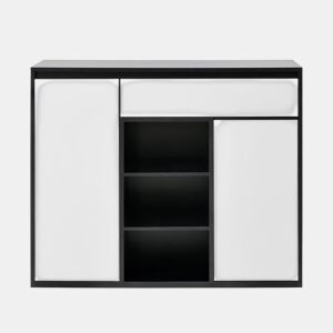 Sapateira 105x39,5x86 cm - 2 portas, 1 gaveta, prateleira ajustável - Preto e Branco