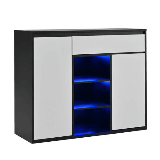 Sapateira 105x39,5x86 cm - 2 portas, 1 gaveta, prateleira ajustável - Preto e Branco