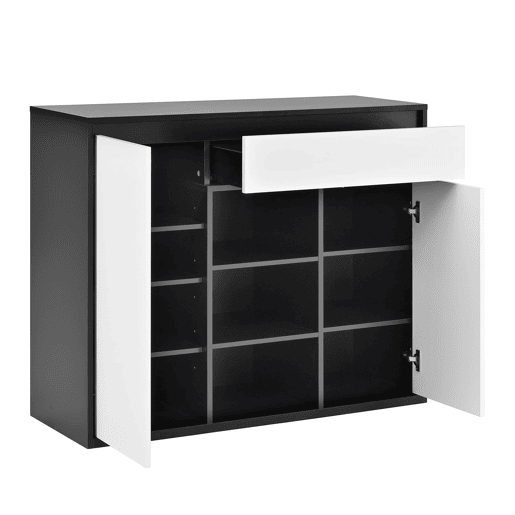 Sapateira 105x39,5x86 cm - 2 portas, 1 gaveta, prateleira ajustável - Preto e Branco