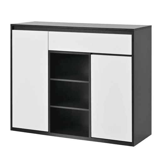 Sapateira 105x39,5x86 cm - 2 portas, 1 gaveta, prateleira ajustável - Preto e Branco
