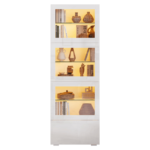 Vitrine 60x40x173 cm - Portas acrÃlicas, LED, 3 prateleiras de vidro, alto brilho - Branco Vitrine 60x40x173 cm - Portas acrÃlicas, LED, 3 prateleiras de vidro, alto brilho - Branco