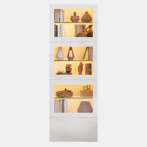 Vitrine 60x40x173 cm - Portas acrílicas, LED, 3 prateleiras de vidro, alto brilho - Branco