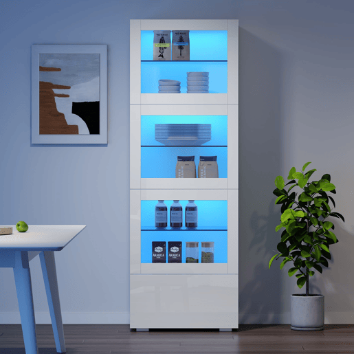 Vitrine 60x40x173 cm - Portas acrÃlicas, LED, 3 prateleiras de vidro, alto brilho - Branco Vitrine 60x40x173 cm - Portas acrÃlicas, LED, 3 prateleiras de vidro, alto brilho - Branco