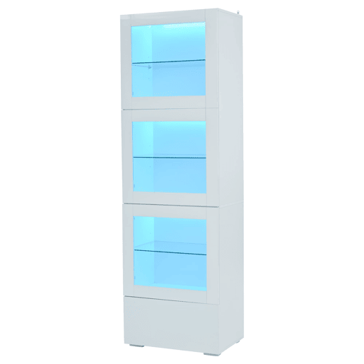Vitrine 60x40x173 cm - Portas acrÃlicas, LED, 3 prateleiras de vidro, alto brilho - Branco Vitrine 60x40x173 cm - Portas acrÃlicas, LED, 3 prateleiras de vidro, alto brilho - Branco