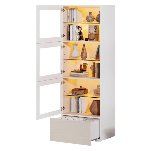 Vitrine 60x40x173 cm - Portas acrÃlicas, LED, 3 prateleiras de vidro, alto brilho - Branco Vitrine 60x40x173 cm - Portas acrÃlicas, LED, 3 prateleiras de vidro, alto brilho - Branco