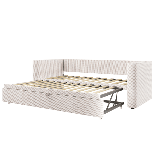 Cama de dia 90x200 cm - Sofá-cama multifuncional com barra LED - Bege