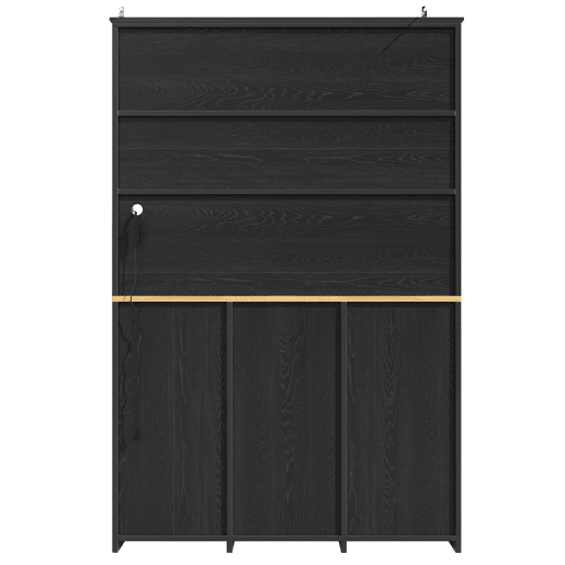 Aparador 120x40x180 cm - Aparador alto, com 3 portas, 3 gavetas e LED - Preto