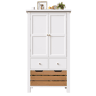 Aparador 80x40x140 cm - Aparador alto, móvel multifuncional com 2 portas e 5 gavetas - Branco