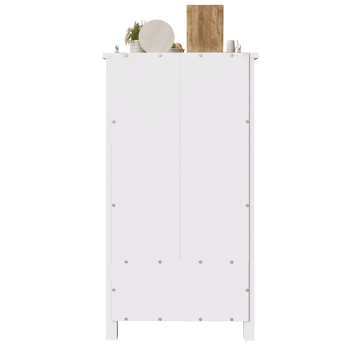 Aparador 80x40x140 cm - Aparador alto, móvel multifuncional com 2 portas e 5 gavetas - Branco Aparador 80x40x140 cm - Aparador alto, móvel multifuncional com 2 portas e 5 gavetas - Branco