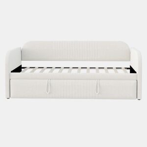 Sofá-cama extensível 90180*190 cm - Com riscas verticais, com estrado, multifuncional - Bege