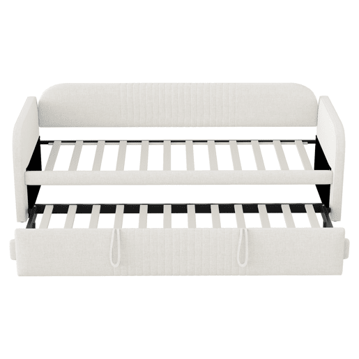 Sofá-cama extensível 90180*190 cm - Com riscas verticais, com estrado, multifuncional - Bege
