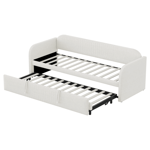 Sofá-cama extensível 90180*190 cm - Com riscas verticais, com estrado, multifuncional - Bege