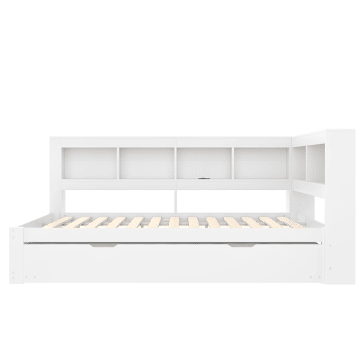 Sofá-cama + 140x200 cm - Cama extensĂvel com tomada e 2 portas USB - Branco Sofá-cama + 140x200 cm - Cama extensĂvel com tomada e 2 portas USB - Branco