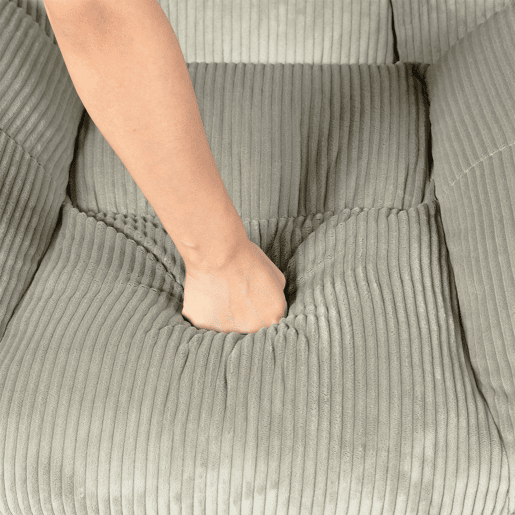 Poltrona Relax Mecedora Estofada Em Veludo Cotelê Cinza Estilo Nórdico Com Assento Almofadado Espesso Encosto Ergonómico Balanço Suave Estrutura Em Madeira E Metal Ideal Para Sala Leitura E Momentos De Descanso