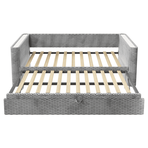 Sofá-cama 90x200 cm - Design multifuncional com fitas LED, base, veludo - Cinza