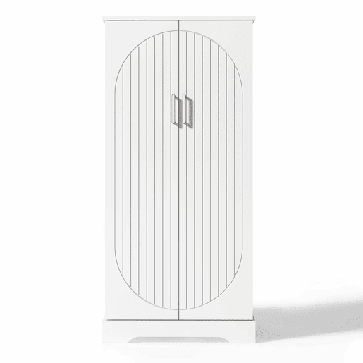 Aparador 60x35x128 cm - multifuncional com luz LED, prateleiras ajustáveis, portas duplas - branco