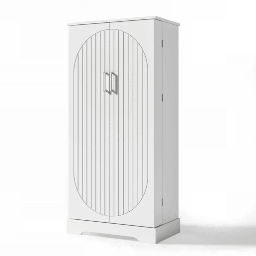 Aparador 60x35x128 cm - multifuncional com luz LED, prateleiras ajustáveis, portas duplas - branco