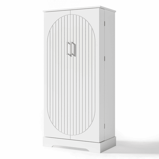 Aparador 60x35x128 cm - multifuncional com luz LED, prateleiras ajustáveis, portas duplas - branco
