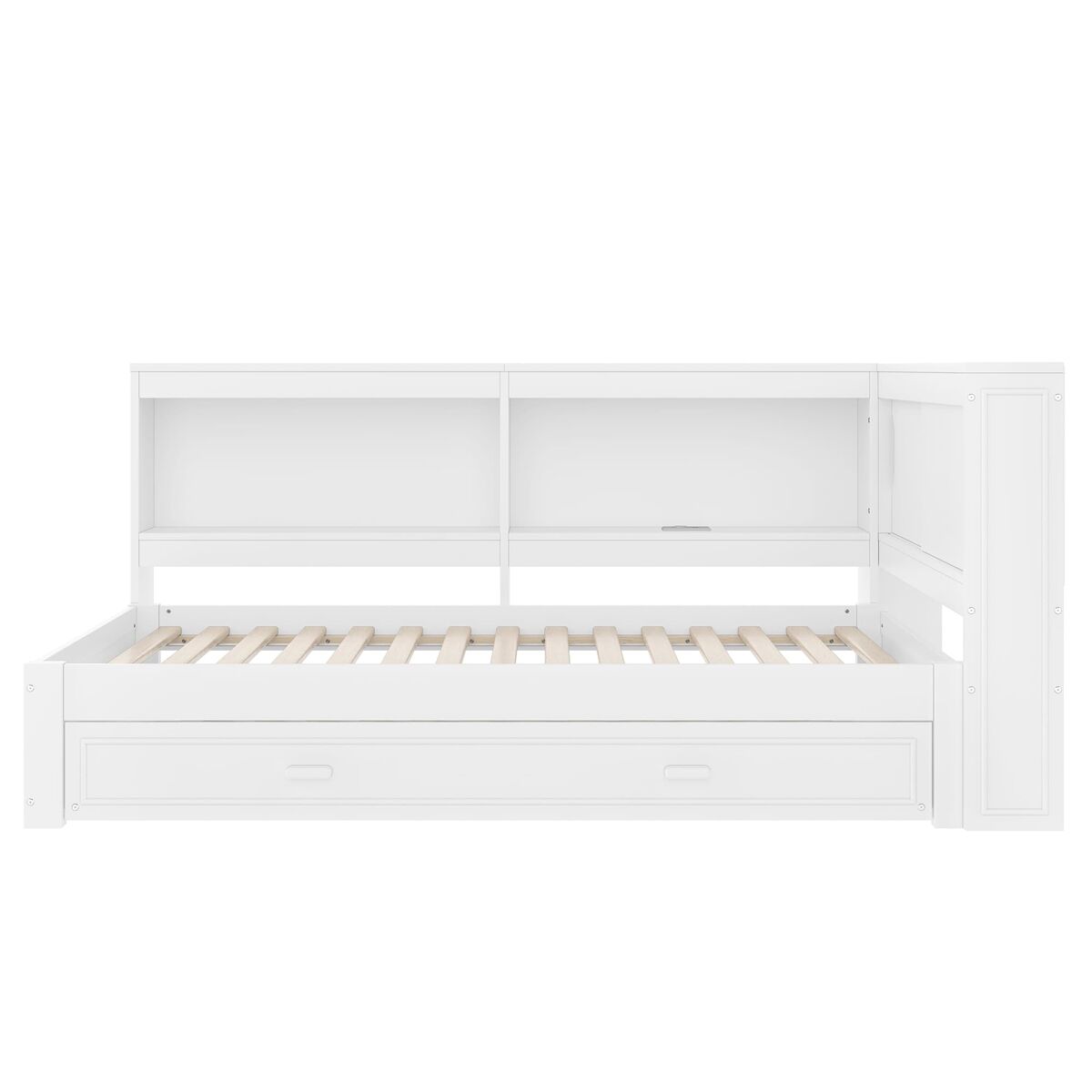 Cama día 90x200 cm - sofá cama, con cama extraíble, con luces led, 1 usb, 1 tipo-c, blanco
