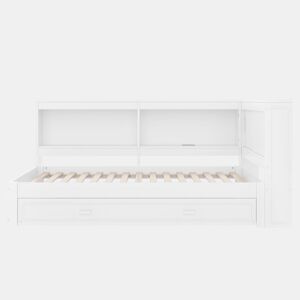 Cama de dia 90x200 cm - Sofá-cama, com cama extraível, com luzes LED, 1 USB, 1 Tipo-C, Branco