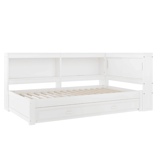 Cama de dia 90x200 cm - Sofá-cama, com cama extraível, com luzes LED, 1 USB, 1 Tipo-C, Branco