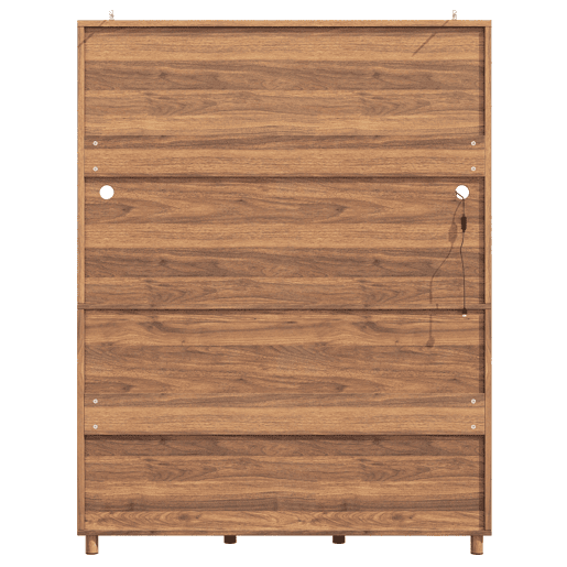 Aparador 120x40x185 cm - Com iluminação LED, porta com prateleira para snacks, estilo retro - Cor nogueira