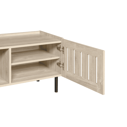 Móvel de TV 160x40x47 cm - Design minimalista com aberturas, adequado para 65 - Natural