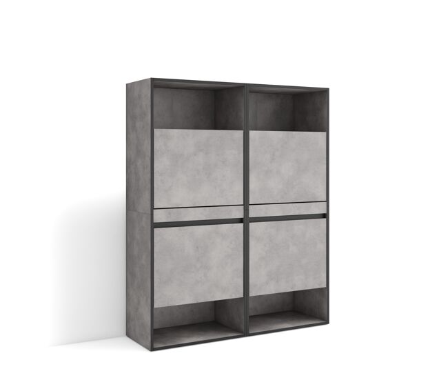 Zapatero | armario zapatos botas | 120x145x35 cm | dormitorio, habitación | mueble auxiliar | estilo moderno | cemento