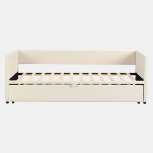 Sofá-cama 90180*200 cm - Com estrados, multifuncional, tecido de veludo bege