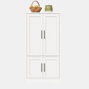 Aparador 120x60x40 cm - 4 portas, prateleiras ajustáveis, com luz LED - branco