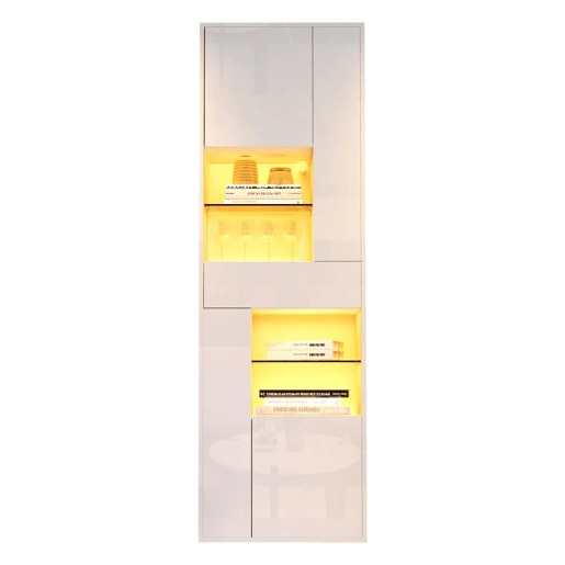 Vitrine de venda + 55x38x170 cm - 1 gaveta, 4 portas, LED, alto brilho - Branco