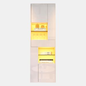 Vitrine de venda + 55x38x170 cm - 1 gaveta, 4 portas, LED, alto brilho - Branco