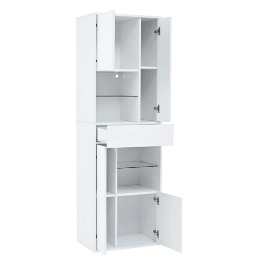 Vitrine de venda + 55x38x170 cm - 1 gaveta, 4 portas, LED, alto brilho - Branco