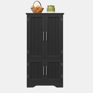 Aparador 120x60x40 cm - 4 portas, luz LED, prateleiras ajustáveis - Preto