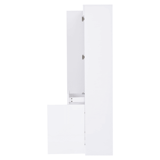 Vitrine 70x35x180 cm - Altura brilhante, vidro com LED, gavetas, armazenamento - Branco