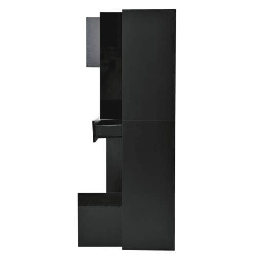 Vitrine + 55x38x170 cm - 1 gaveta, 4 portas, LED, alto brilho - Preto